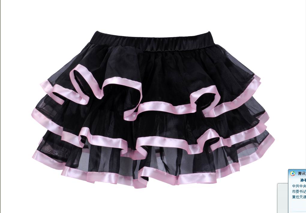 Black Tulle Mini Skirts With Layers and Pink Edging